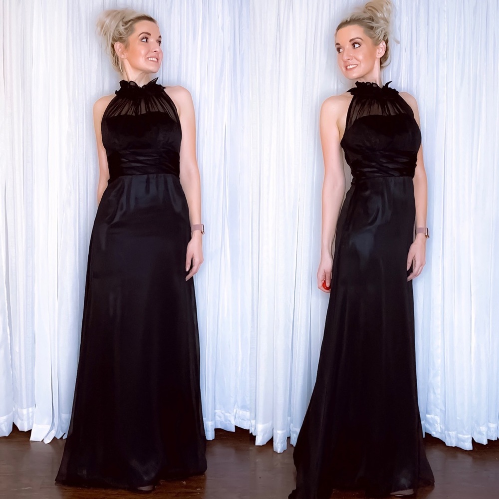 Black Long Bridesmaid Prom Homecoming Dress - Picture 6 of 8